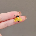 Elegant bee brooch with yellow gemstone wings and black stone detail on hand - 445# Yellow Bee