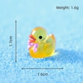 Miniature yellow luminous duck resin figure with purple bow tie for desk decor - Cool Duck - Bowknot