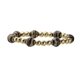 Bracelet en perles de céramique losange avec accents dorés et perles marbrées brunes - Perles Dorées + Outremer