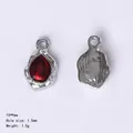 Gothic ruby-colored teardrop pendant for DIY necklaces, 15x9mm metal jewelry charm - 844449 Red