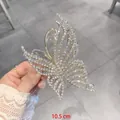 Detail showing the 10.5cm length of this crystal butterfly hair claw clip for women - Gold Butterfly Full Diamond Claw
