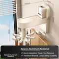 Creamy white kitchen rotating utensil rack with 8 hooks in space aluminum and suction cup - Upgrade Creamy White Suction Cup-8 Hooks [With Hook]