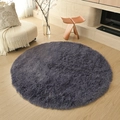 Minimalist round shag rug in dark grey color for cozy living room and bedroom floor - Grey Purple