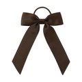 Deep brown ribbed ribbon bow hair tie with long streamers for girls and kids - Dark Coffee