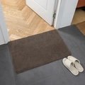 Absorbent brown chenille bath mat for entryway with non-slip texture on wood floor - Dark Brown
