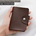 Brown elephant pattern leather card holder with 24 slots and secure buckle closure - 12 Slots / Brown - Elephant Grain