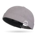 Gray docker hat with mountain peak embroidery and adjustable strap in minimalist style - Gray / Adjustable (55-60cm)