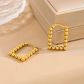 Orecchini a cerchio rettangolari dorati da donna con design geometrico e minimalista - Oro