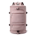 Pink cylinder travel sports bag with dry wet separation in durable nylon fabric - Sakura Pink