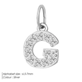 Silver letter G pendant with cubic zirconia stones, size 6.5-7mm for DIY jewelry - G-Silver