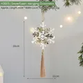 Decorazione a fiocco di neve bianco e oro con nappa su ramo di pino verde - H3005 Ornamento Fiocco di Neve