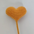 Handmade crochet orange heart bouquet on a stem, 3D knitted gift for friends - Orange