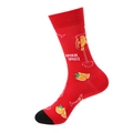 Red mid-calf cotton socks featuring Aperol Spritz cocktail glass and orange slice patterns - One Size / 976 Orange/Red