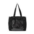 Black Japanese style ita bag with transparent window and large ribbon bows for shoulder use - Black