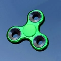 Three-arm metal fidget spinner in green finish with black weighted bearings for focus - Electroplated Green with Iron Weight