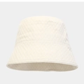 Off-white foldable sun bucket hat with honeycomb texture for women beach wear - M (56-58cm) / White