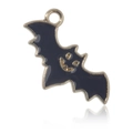 Pendentif chauve-souris d'Halloween en émail noir avec une finition dorée - Chauve-souris Noire