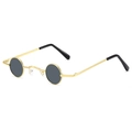 Retro punk small round sunglasses with gold metal frame and dark grey lenses - Gold Frame Grey Lens