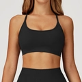 Black seamless high-waist yoga set with racerback sports bra in moisture-wicking fabric - XL / Premium Black