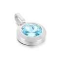 Light blue round gemstone pendant with silver stainless steel frame and large bail loop - Light Blue Gemstone Silver Base (KP100733-K)