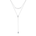 Collier Y bohème double rang en argent avec perles d'eau douce et zircon poire - Zircone poire perle double couche / Doré