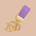 Chic purple leather keychain with premium gold-tone metal ring and high-quality finish - Plain Purple Leather
