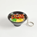 Realistic miniature Japanese unagi eel rice bowl keychain charm with detailed toppings - Eel and Sausage Rice Bowl