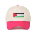 Detail of Palestine flag embroidery on two-tone beige and pink cotton baseball cap - Beige/Rose Red