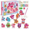 DIY 5D diamond painting keychain kit with 12 cartoon monster designs for kids' crafts - Valentine Monster Style (SK8024)