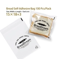 Transparent bread bags with cartoon print and BreadDream text, 100 pieces 15x18cm - Black English