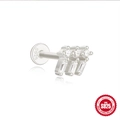 S925 sterling silver cartilage stud featuring triple stacked cubic zirconia stones - Silver-tone #4 (Square Zirconia Row)