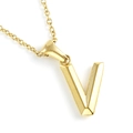 18K gold plated stainless steel necklace with 3D capital letter V pendant - Letter V / Gold