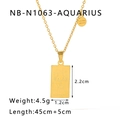 18k gold plated stainless steel Aquarius zodiac square pendant necklace for women - Aquarius