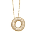 Elegant gold-plated pavé setting donut necklace with sparkling cubic zirconia crystals - Letter O / Gold