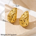 Orecchini a goccia in acciaio inossidabile dorato con trama intrecciata, misura 3x2cm - Goccia d'Oro Trama a Rete