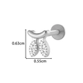 Silver F136 titanium labret stud with leaf-shaped zirconia pendants measuring 0.55cm x 0.63cm - Curved Leaf Style (T2534-3#) / Silver