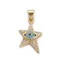 Ciondolo a stella dorata con zircone occhio greco per creazione di collane e gioielli fai da te - DBN156-07 Ciondolo Occhio di Stella