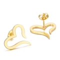 Modern minimalist hollow heart-shaped stud earrings in a polished golden metal finish - Gold Hollow Heart Style (KE59436-K)