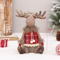 Renna di Natale in peluche con maglia scozzese rossa, altezza indicata 35 cm - YF201896B/Camicia a quadri rossi/Altezza 35cm