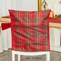 Classic red and green plaid Christmas chair cover in 45x55cm size for festive dining decor - Christmas Plaid Chair Cover Style 01