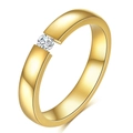 Minimalistischer 3mm Gold Edelstahlring mit einem runden klaren Zirkonstein - US 5 / Gold