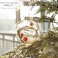 Pallina di Natale trasparente 8cm con bacche rosse, ramoscelli e neve sull'albero - 8CM Palla Trasparente Bacche Rosse Vite Secca