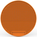 Bright orange round silicone slow feeder mat with anti-slip suction dots for dogs - Orange Dot Style