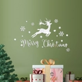 3D silver acrylic Christmas wall sticker set with reindeer, snowflakes, and stars on wall - Silver