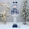 Blue fabric telescopic Christmas snowman doll with long legs standing 102cm tall - 102cm-Style B