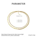 Layered gold stainless steel necklace with cuban and rectangular bar link chains - Gold (KN292199-Z)
