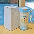 550ml blue and white stainless steel vacuum coffee mug with cartoon dog print and lanyard - 550ml / 316 Stainless Steel Liner / WB-BW2510 Blue