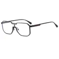 Quadratische Flat-Top-Sonnenbrille mit schwarzem Rahmen und roten Streifendetails - Schwarzer Rahmen Klare Gläser