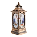 Vintage bronze Christmas lantern with reindeer and robin winter scene patterns - Small Bronze Deer Hollow