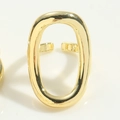 Vue détaillée de dessus d'une bague dorée minimaliste au design ovale géométrique creux - Style Ovale Creux (JZ0335) / Doré